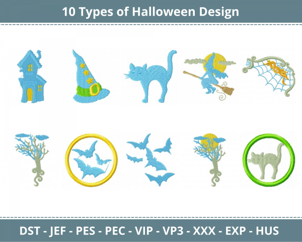 Halloween Machine Embroidery Designs-10 Types-1 Size-instant download