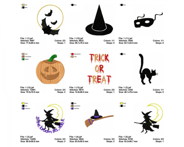Halloween Machine Embroidery Designs-13 Types-1 Size-instant download
