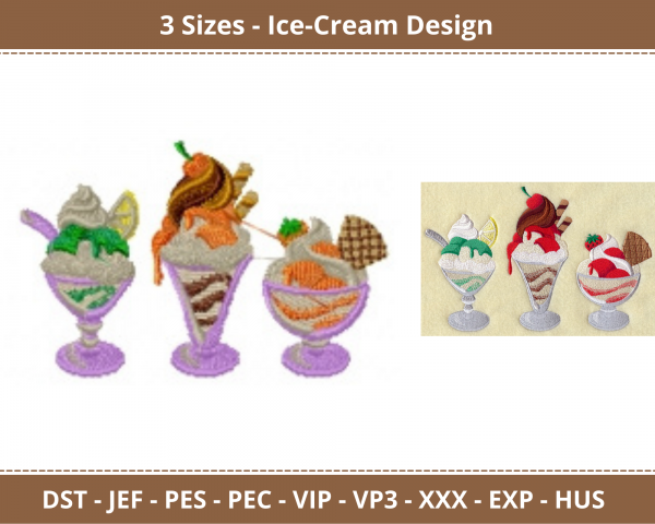 Ice-Cream Machine Embroidery Designs-3 Sizes-instant download