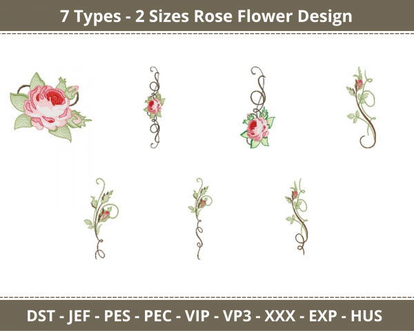 Rose Flower Machine Embroidery Design