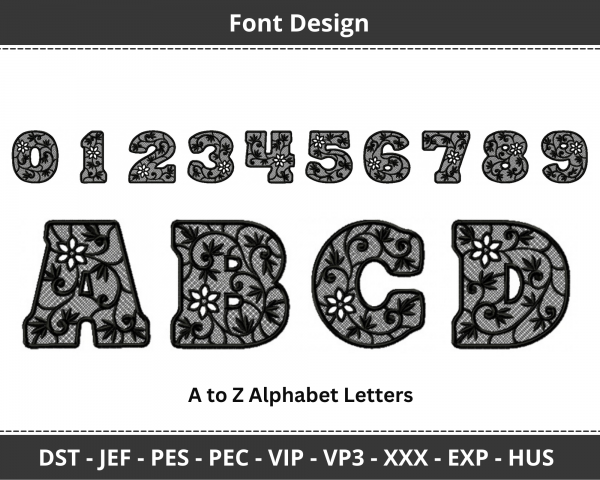 Alphabet & Number Machine Embroidery Designs-1 Size-instant download