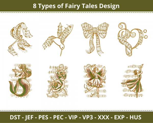 Fairy Tales Machine Embroidery Designs-8 Types-1 Size-instant download