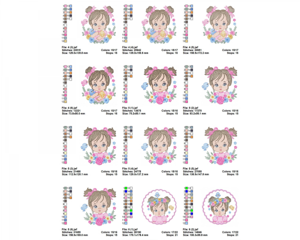 Baby Girl Machine Embroidery Designs-8 Types-6 Sizes-instant download