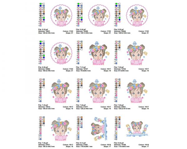 Baby Girl Machine Embroidery Designs-8 Types-6 Sizes-instant download