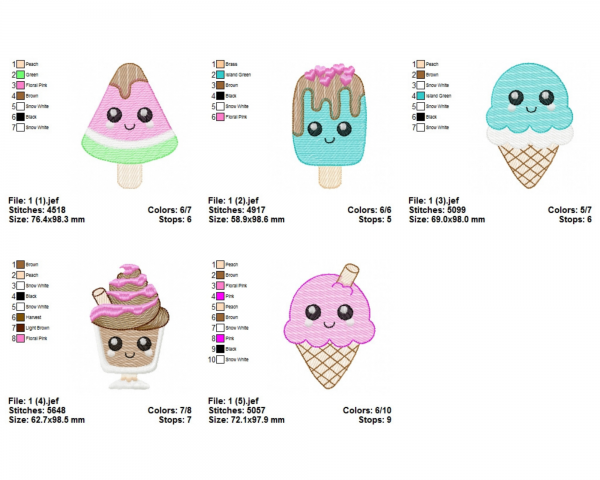 Ice-Cream Machine Embroidery Designs-5 Types-1 Size-instant download