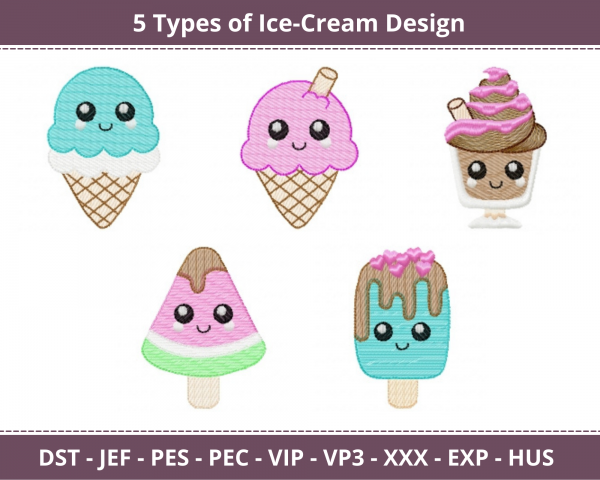 Ice-Cream Machine Embroidery Designs-5 Types-1 Size-instant download