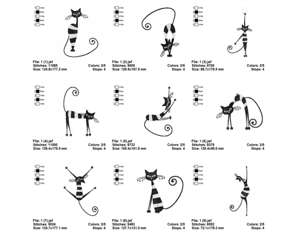 Crazy Cats Machine Embroidery Designs-9 Types-1 Size-instant download