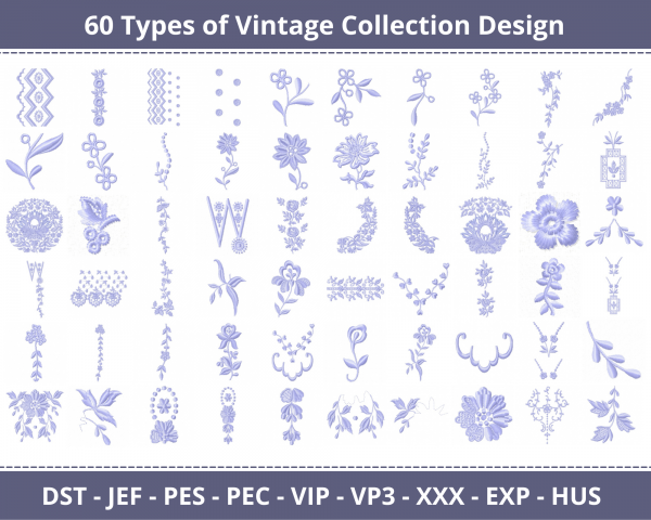 Vintage Collection Machine Embroidery Designs-60 Types-1 Size-instant download