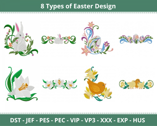 Easter Machine Embroidery Designs-8 Types-1 Size-instant download
