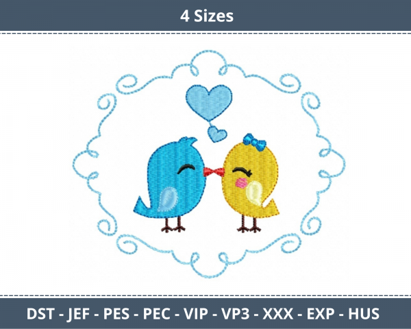 Love Bird Machine Embroidery Designs-4 Sizes-instant download