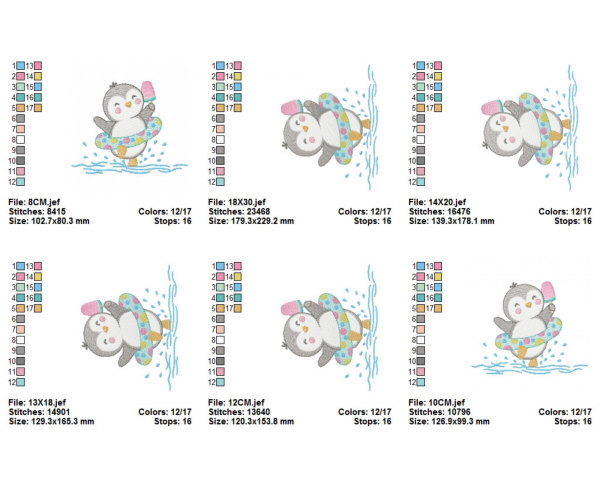 Baby Penguin Machine Embroidery Designs-6 Sizes-instant download