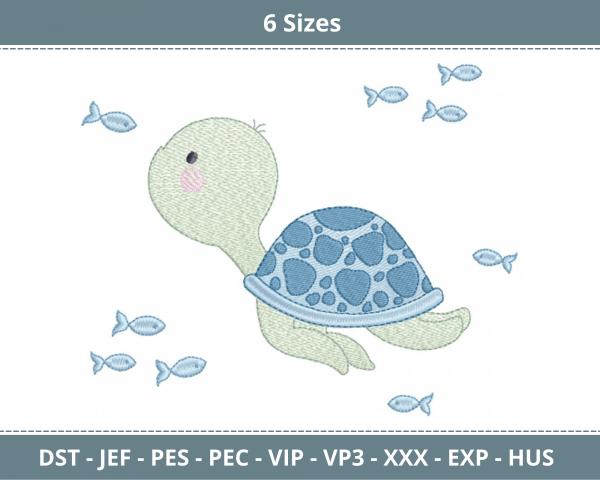 Turtle Machine Embroidery Designs-6 Sizes-instant download