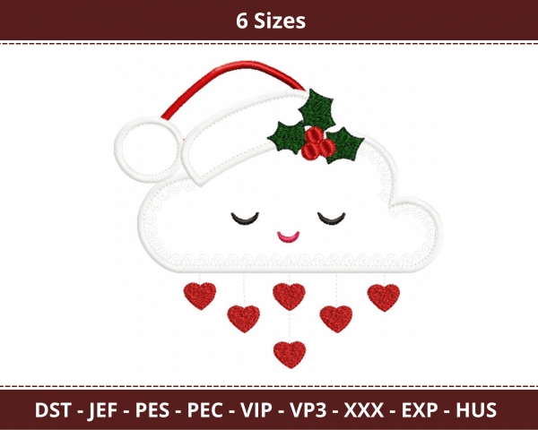 Cloud Machine Embroidery Designs-6 Sizes-instant download