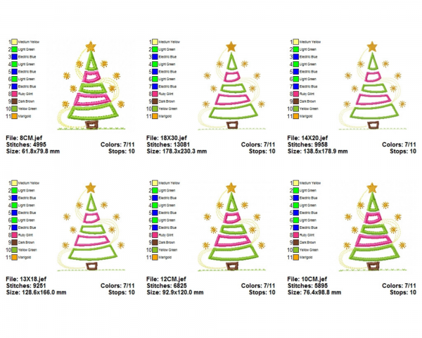 Christmas Tree Machine Embroidery Designs-6 Sizes-instant download