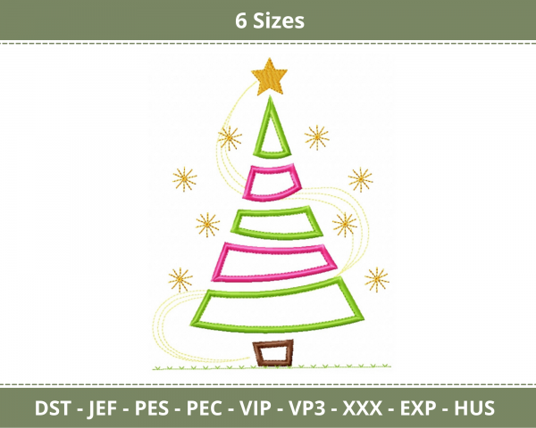 Christmas Tree Machine Embroidery Designs-6 Sizes-instant download