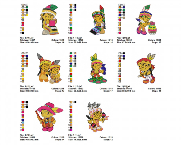 Little Primitive Man Machine Embroidery Designs-20 Types-1 Size-instant download
