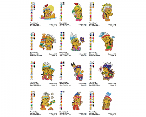 Little Primitive Man Machine Embroidery Designs-20 Types-1 Size-instant download