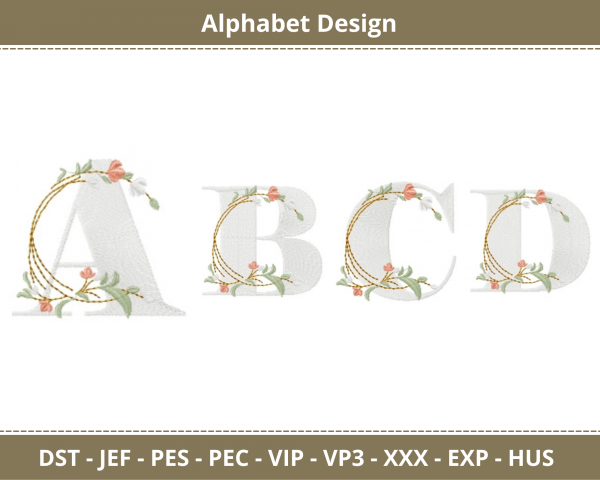 Alphabet Machine Embroidery Designs-1 Size-instant download