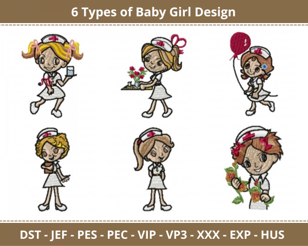 Baby Girl Machine Embroidery Designs-6 Types-1 Size-instant download