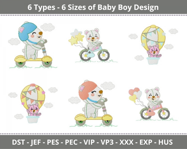 Baby Boy Machine Embroidery Designs-6 Types-6 Sizes-instant download