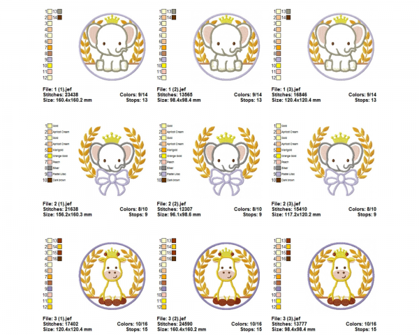 Baby Animals Machine Embroidery Designs-6 Types-3 Sizes-instant download