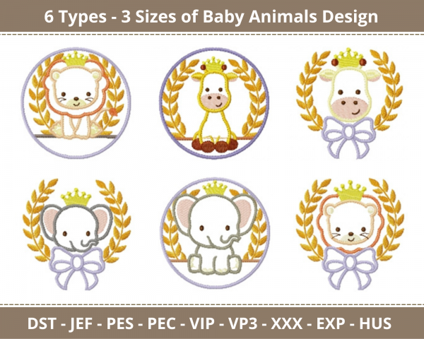 Baby Animals Machine Embroidery Designs-6 Types-3 Sizes-instant download