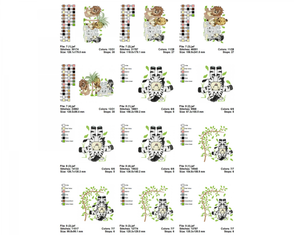 Safari Animals Machine Embroidery Designs- 9 Types- 4 Sizes-instant download