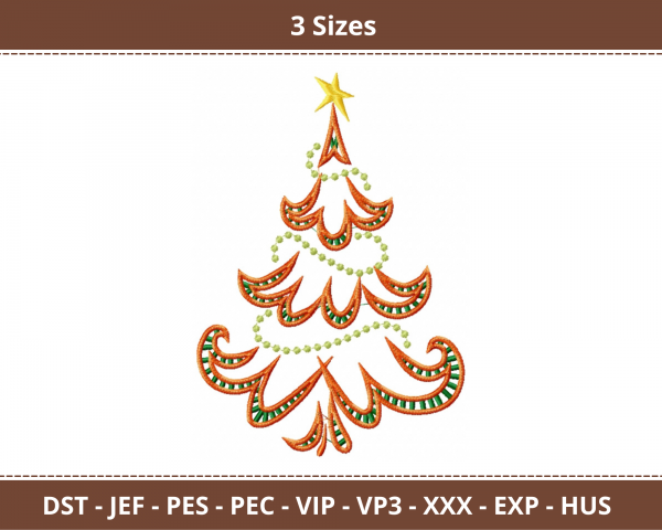 Christmas Tree Machine Embroidery Designs-3 Sizes-instant download