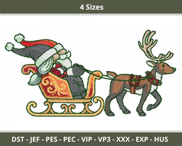 Santa Sleigh Machine Embroidery Designs-4 Sizes-instant download