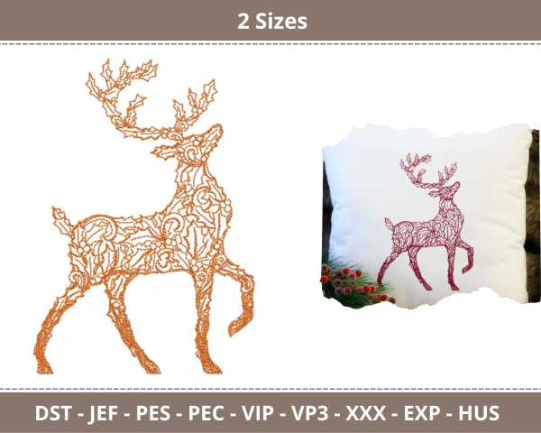 Christmas Deer Machine Embroidery Designs