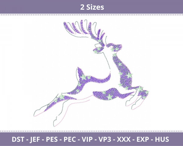 Christmas Deer Machine Embroidery Designs-2 Sizes-instant download