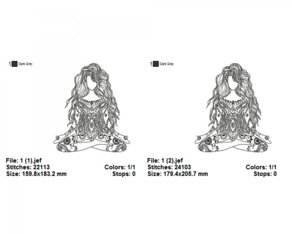 Yoga Girl Machine Embroidery Designs-2 Sizes-instant download