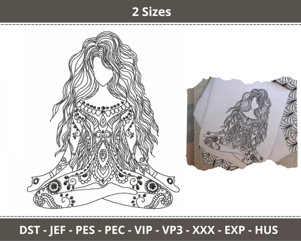 Yoga Girl Machine Embroidery Designs-2 Sizes-instant download