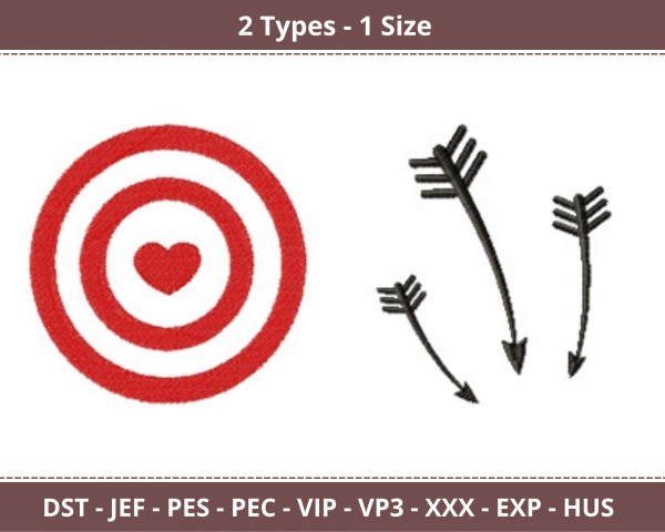 Target Arrow Machine Embroidery Designs-2 Types-1 Size-instant download