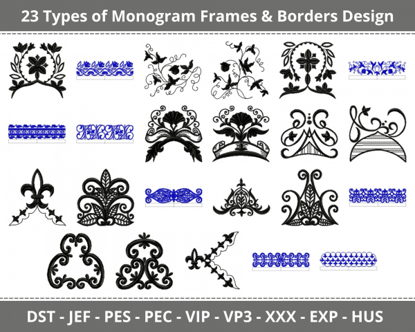 Frames & Borders Machine Embroidery Designs-23 Types-1 Size-instant download