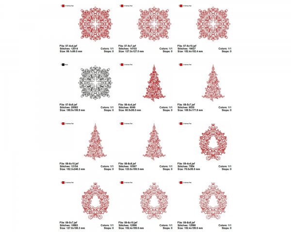 Christmas Machine Embroidery Designs-12 Types-4 Sizes-instant download
