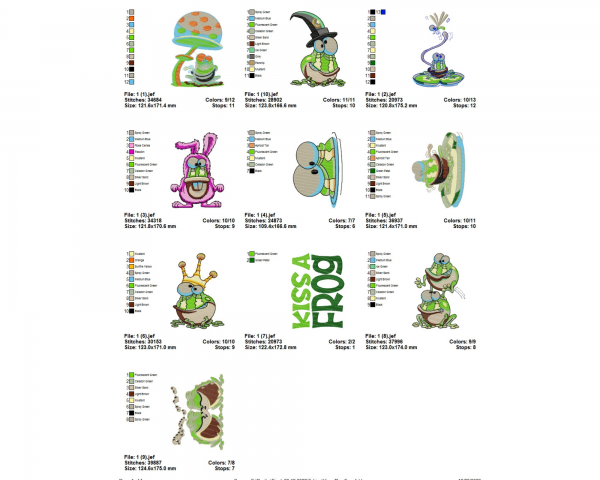 Frog Animal Machine Embroidery Designs-10 Types-1 Size-instant download