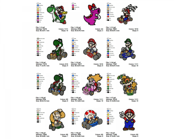 Super Mario Cartoon Machine Embroidery Designs-47 Types-1 Size-instant download