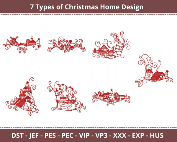 Christmas Home Machine Embroidery Designs-7 Types-1 Size-instant download
