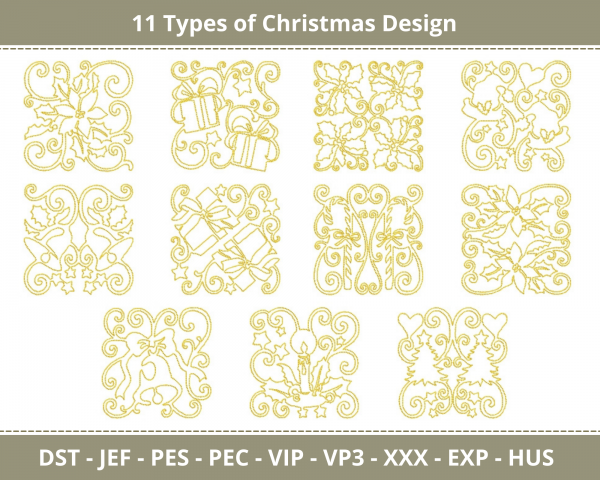 Christmas Machine Embroidery Designs-11 Types-1 Size-instant download