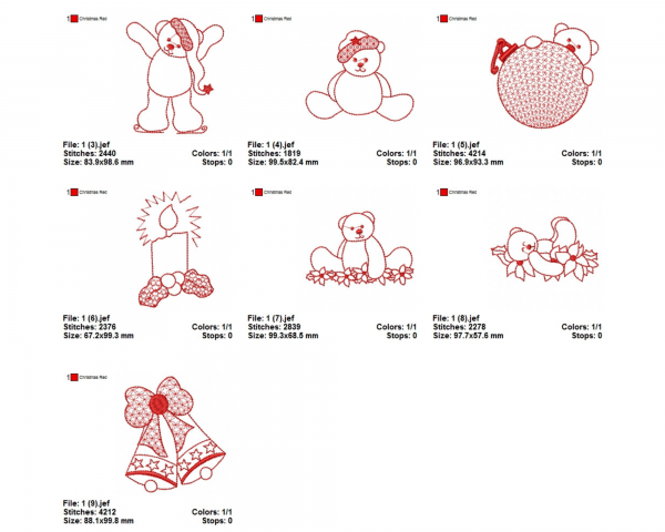 Christmas Decorative Machine Embroidery Designs-16 Types-1 Size-instant download