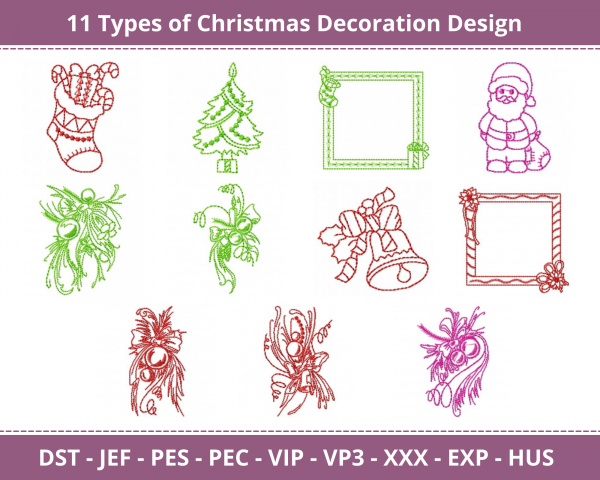 Christmas Decoration Machine Embroidery Designs-11 Types-1 Size-instant download