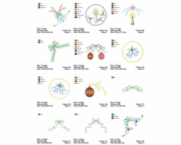 Christmas Decoration Machine Embroidery Designs-19 Types-1 Size-instant download