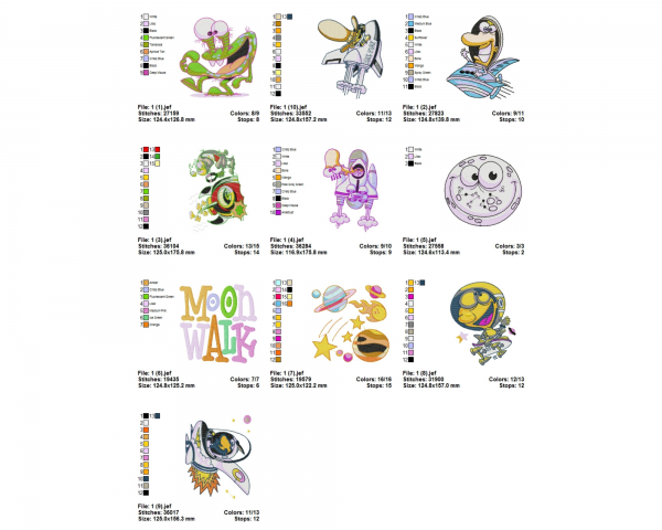 Astronaut Machine Embroidery Designs-10 Types-1 Size-instant download