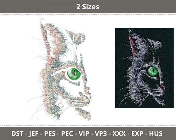 Cat Eye Machine Embroidery Designs-2 Sizes-instant download