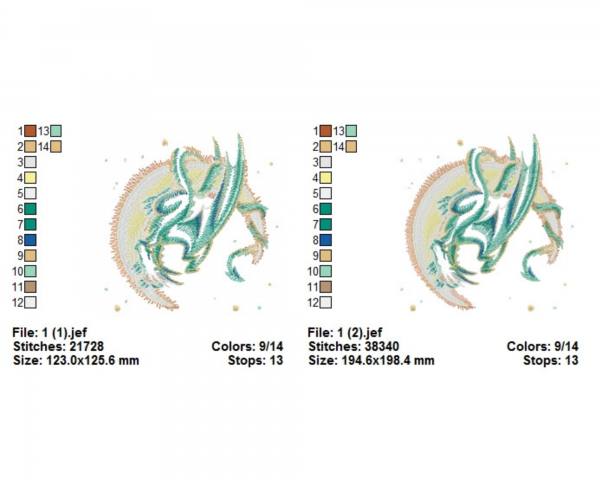 Dragon Machine Embroidery Designs-2 Sizes-instant download