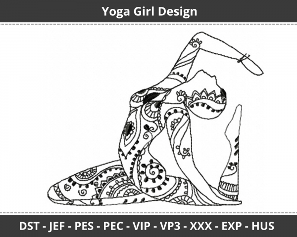 Yoga Girl Machine Embroidery Design