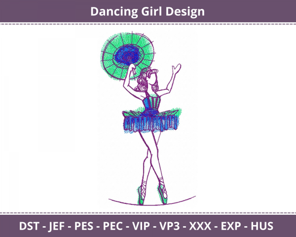Dancing Girl Machine Embroidery Design