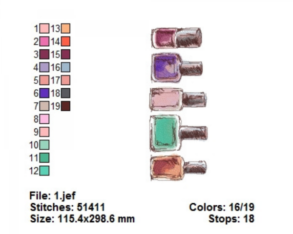 Nail Polish Machine Embroidery Designs-1 Size-instant download