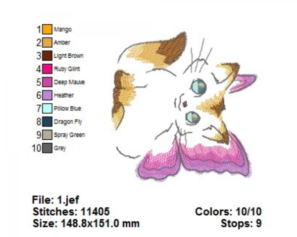 Cat With Butterfly Machine Embroidery Designs-1 Size-instant download